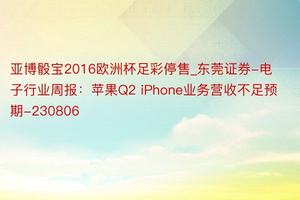 亚博骰宝2016欧洲杯足彩停售_东莞证券-电子行业周报：苹果Q2 iPhone业务营收不足预期-230806